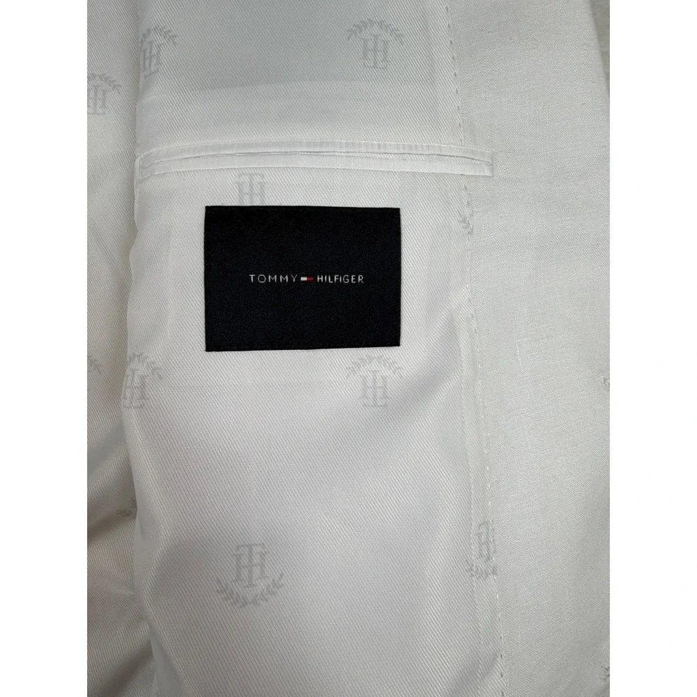 Tommy Hilfiger Mens Modern Fit Linen Sport Coat Blazer 40R White Solid NWT
